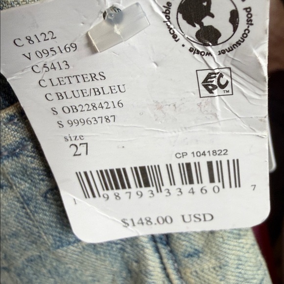 NWT FREE PEOPLE WE THE FREE DEEP TRANCE DROPPED JACQUARD JEANS - Picture 5 of 5